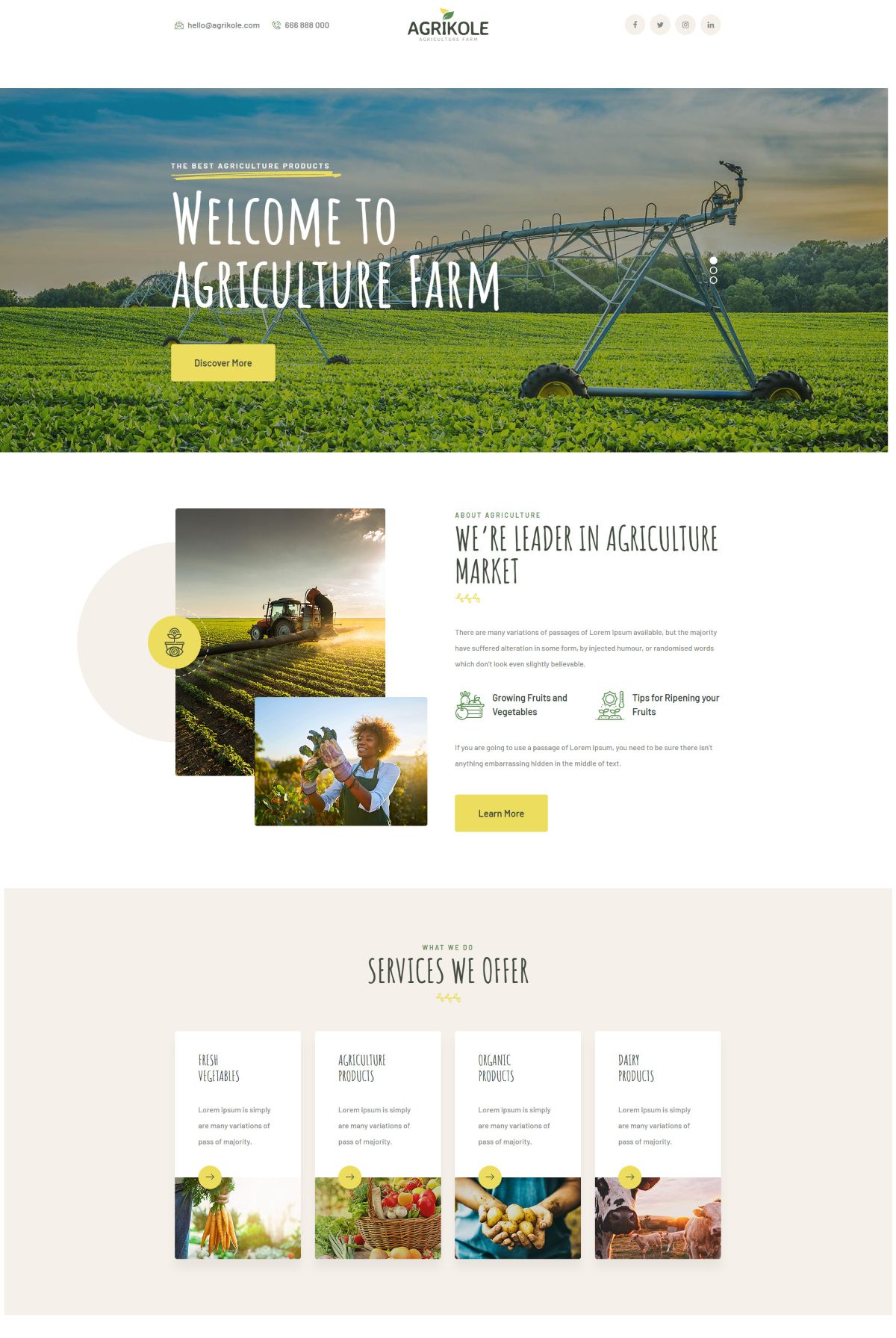 Mẫu website giới thiệu nông trại Agrikole