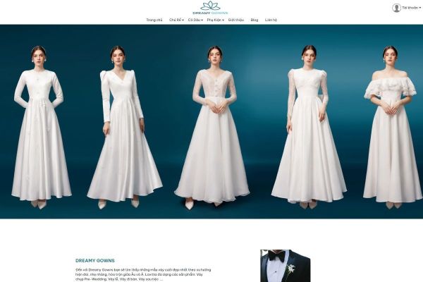 Mẫu website kinh doanh thời trang - váy cưới DREAMY GOWNS