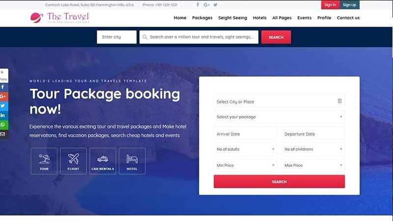 Mẫu Website du lịch The Travel