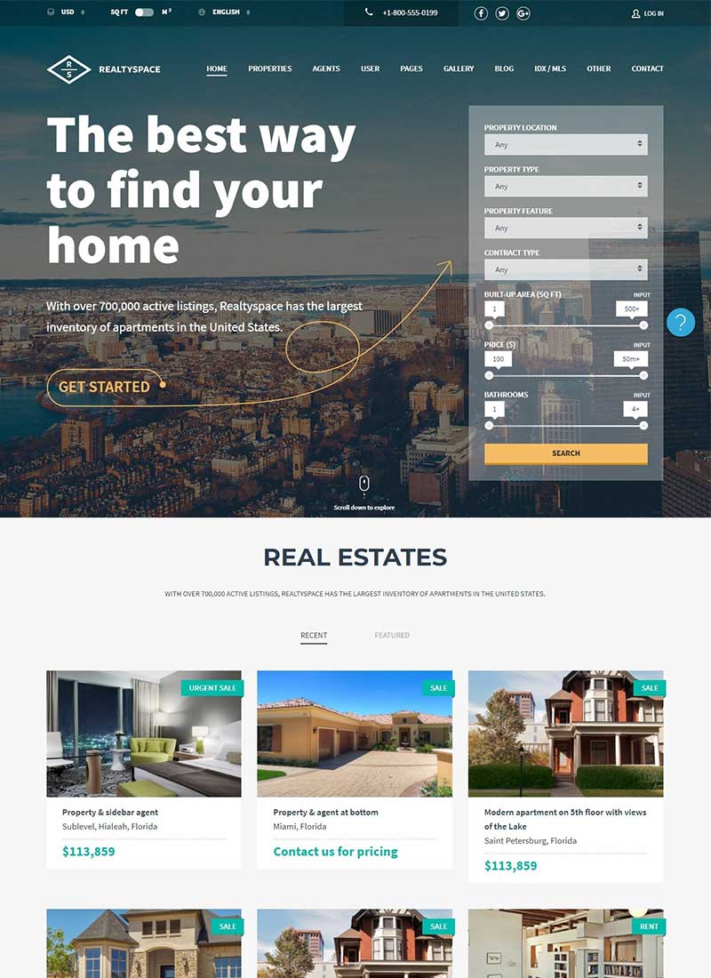 Mẫu Website BĐS Realtyspace