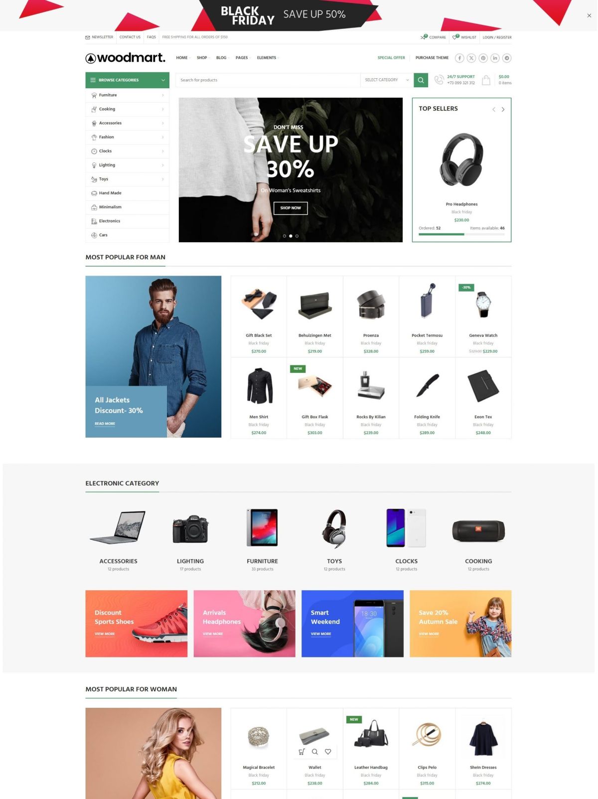 Mẫu website bán hàng công nghệ Woodmart