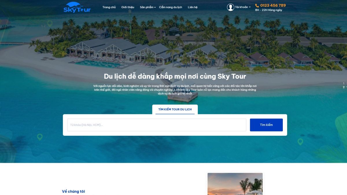 Website tour du lịch chuyên nghiệp - SkyTour