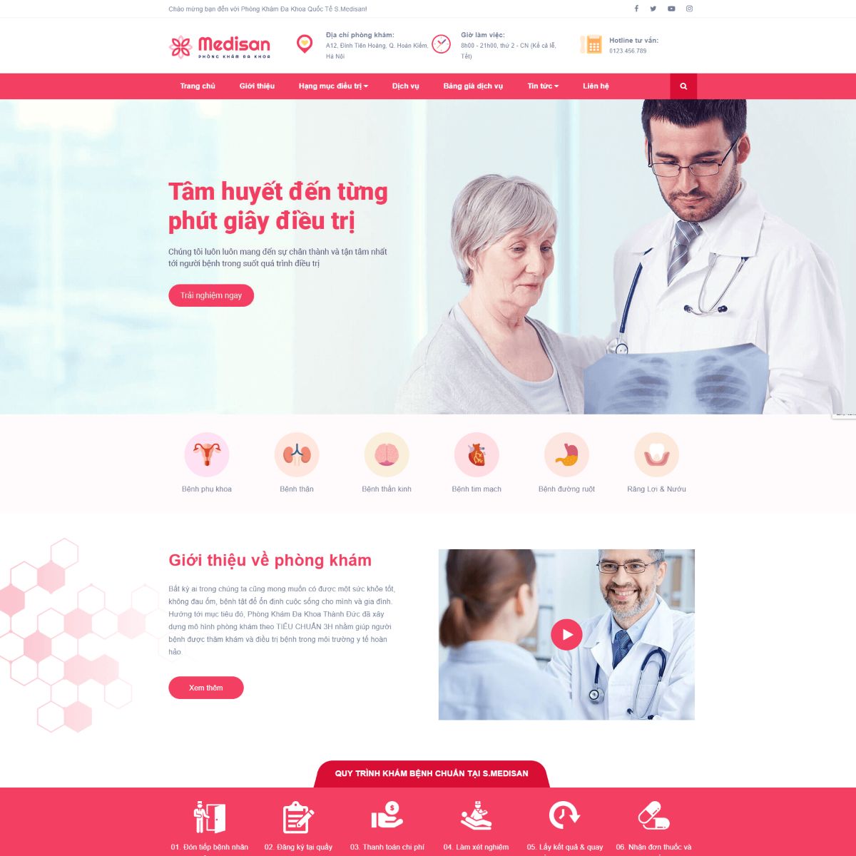 Mẫu website phòng khám Medisan