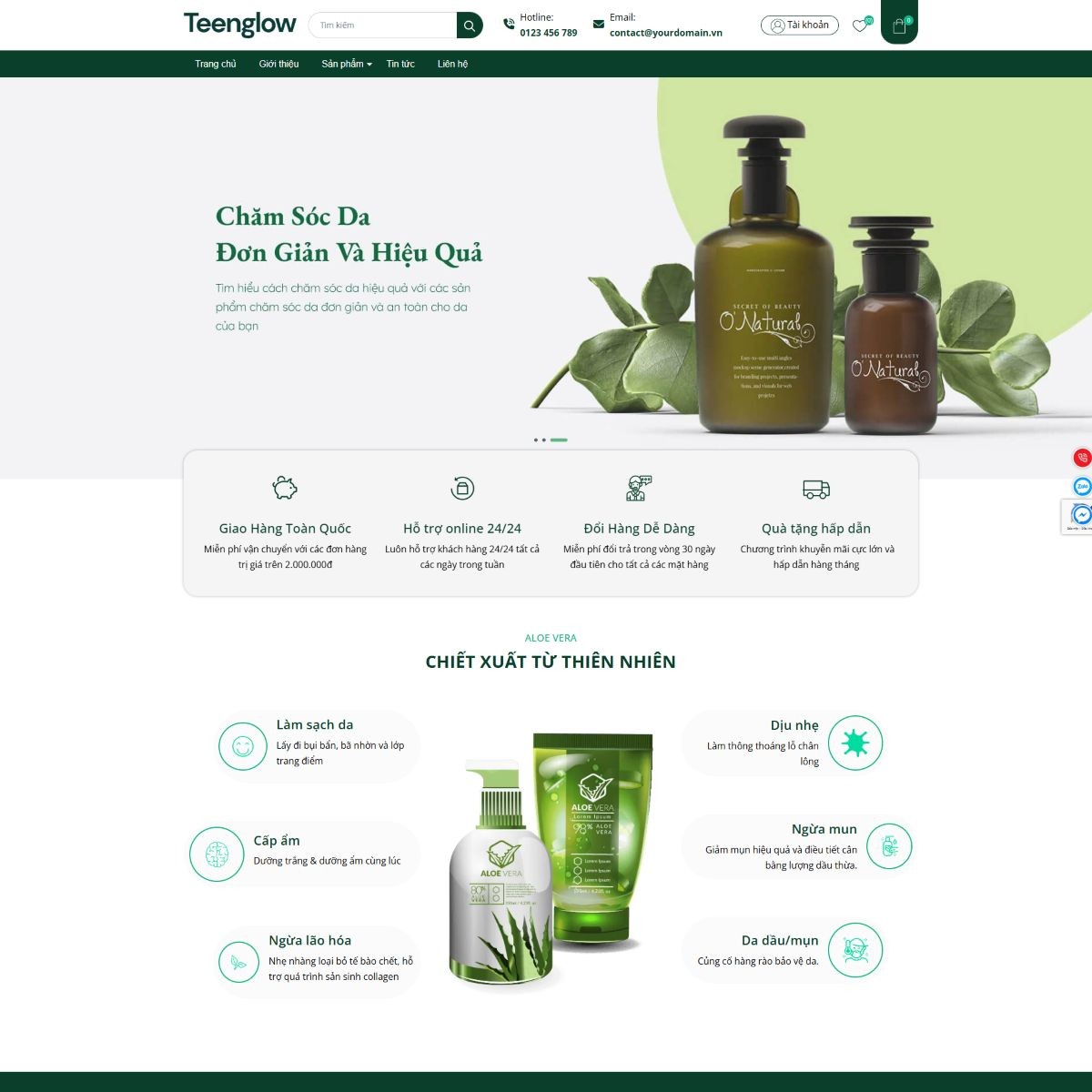 Mẫu Website spa, thẩm mỹ viện TeengLow