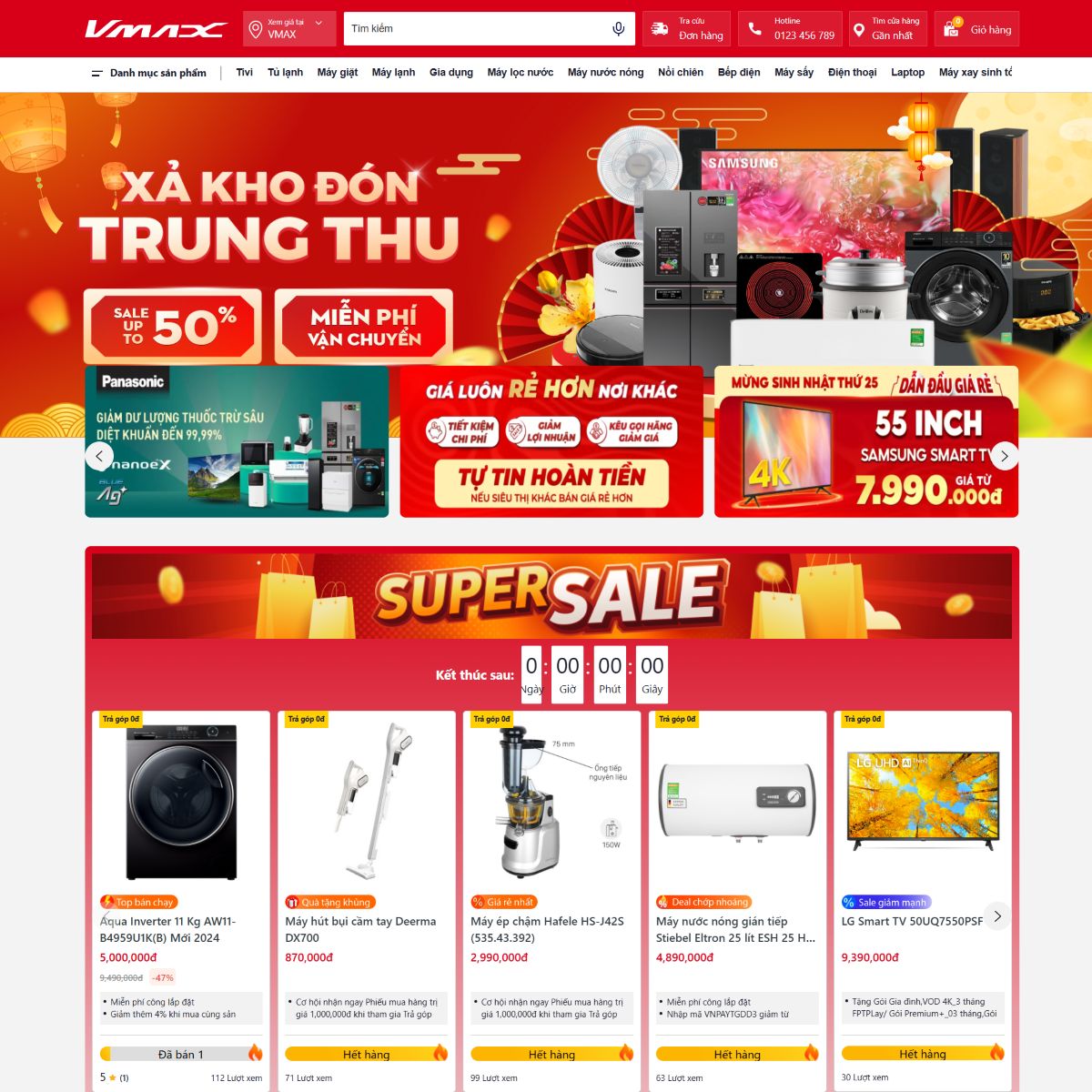 Website bán hàng điện tử, điện máy Vmax v2